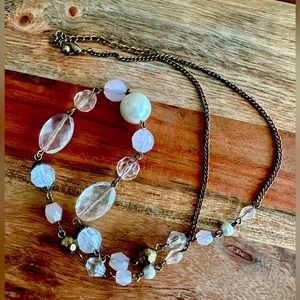 Beautiful Vintage Gold, Blush and Pearl Necklace